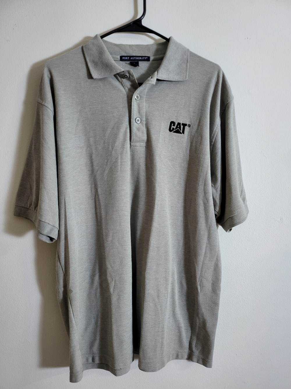 Port Authority Gray Polo Shirt with CAT Logo